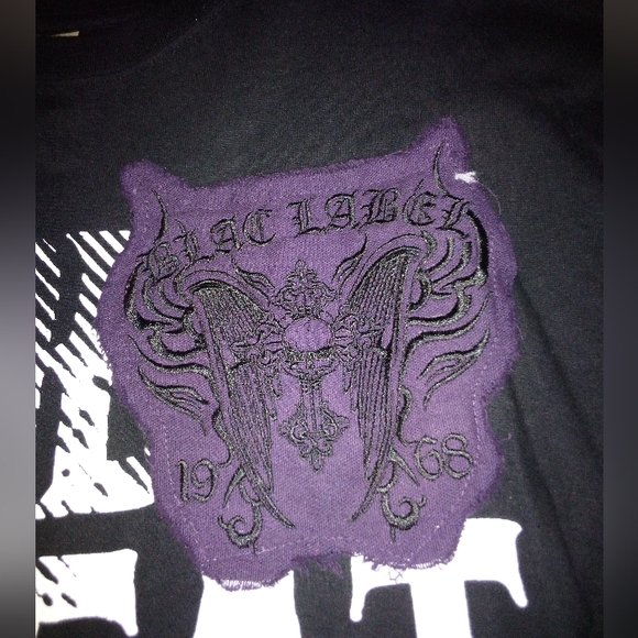 BLAC LABEL Gothic Graphic Embroidered Long Sleeve Exposed Hem Shirt Men's 4X Blk - Picture 5 of 14